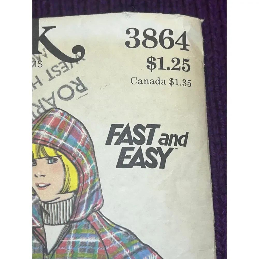 Butterick 3864 sewing pattern Jacket shacket hood 1980s size 14